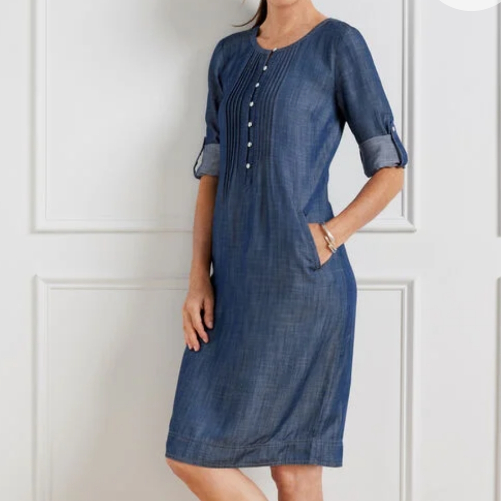 Denim Pintuck Dress